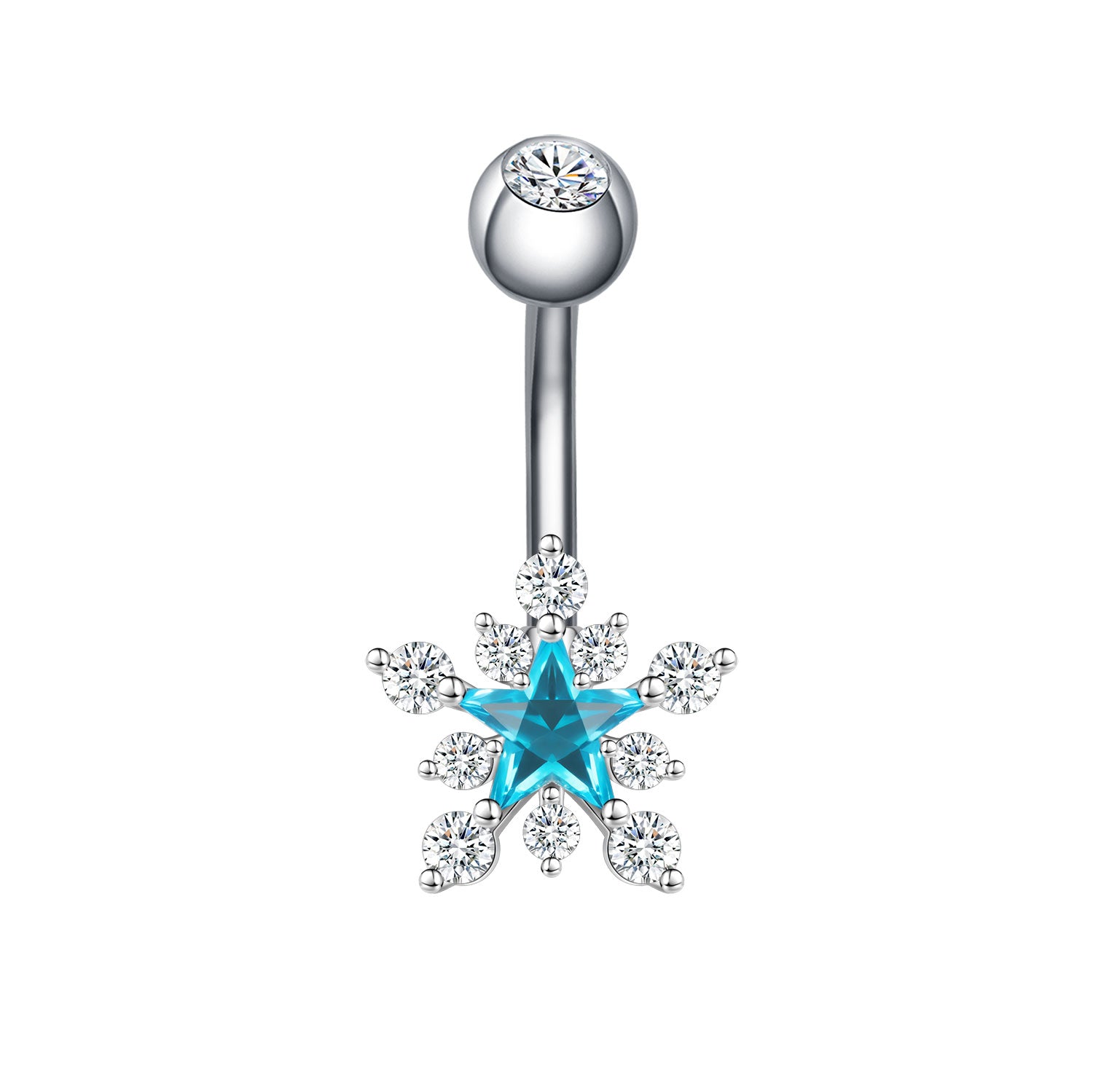 14G Snowflake Belly Navel Rings CZ Crystal Belly Button Rings