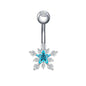 14G Snowflake Belly Navel Rings CZ Crystal Belly Button Rings