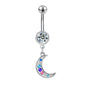 14G Moon Dangle Belly Navel Rings Bling Zircon Belly Button Rings