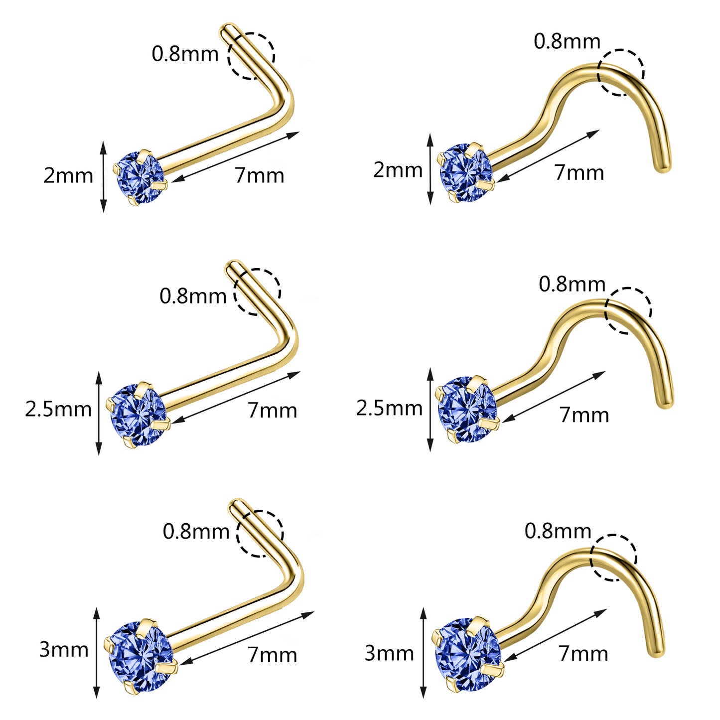 20g-Dark-Blue-Zircon-Nose-Studs-Piericng-Gold-Plated-L-Shape-Corkscrew-Nose-Rings