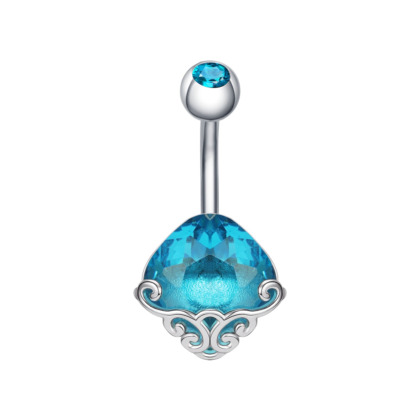 14G Aqua Blue Crystal Belly Navel Rings