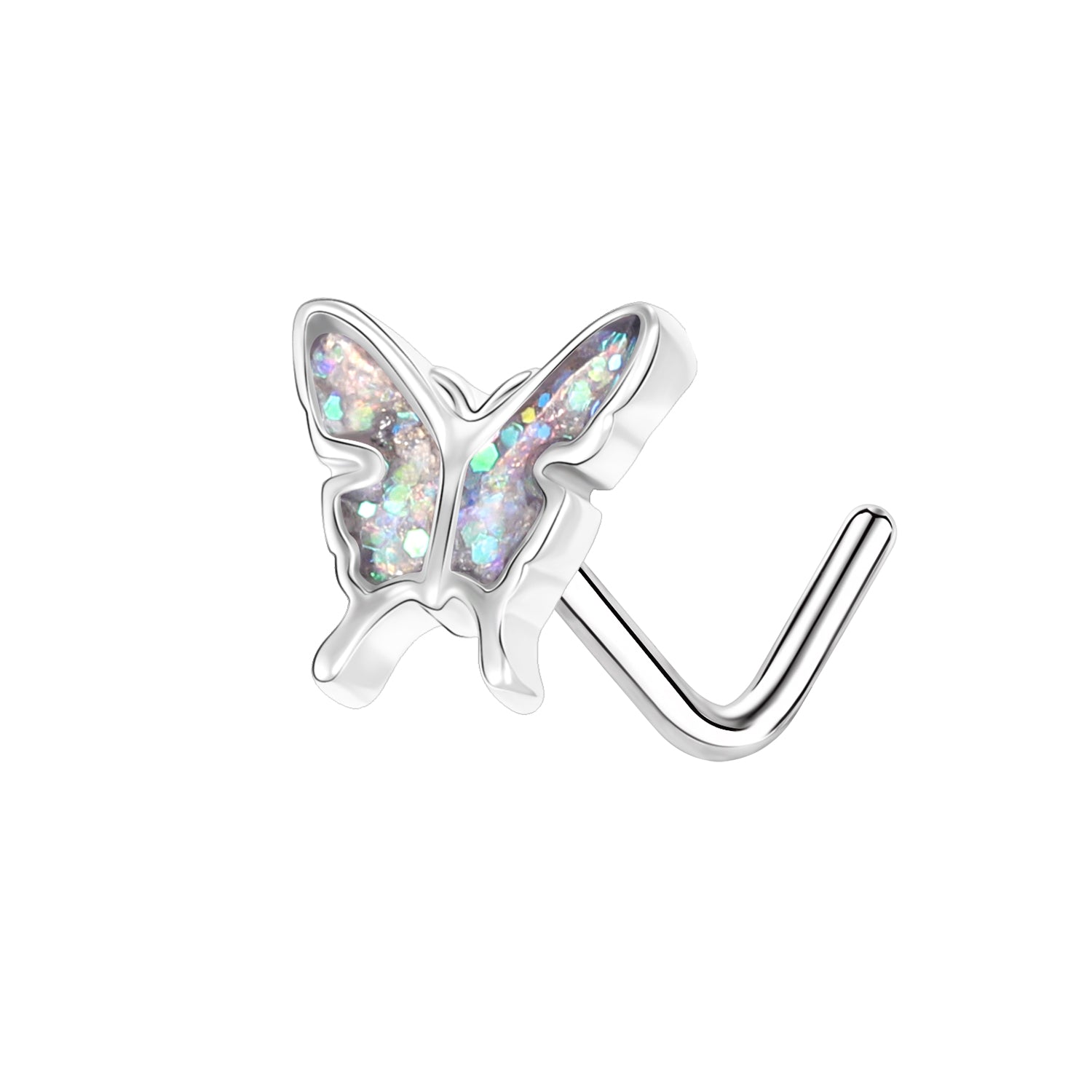 20G Butterfly Nose Studs Piercing L Shape Nose Rings Nostril Piercing