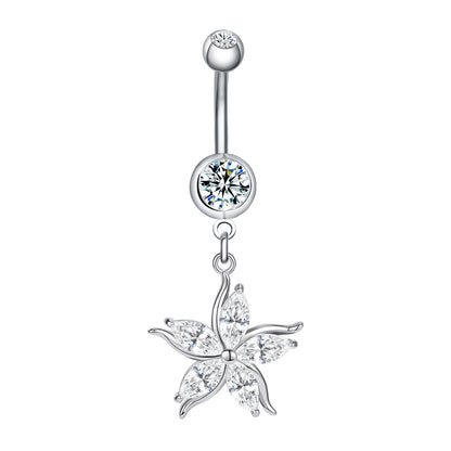 14G Bling Star Belly Navel Rings Cubic Zirconia Belly Button Rings