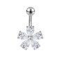 14G Flower Belly Navel Rings Cubic Zirconia Belly Button Rings