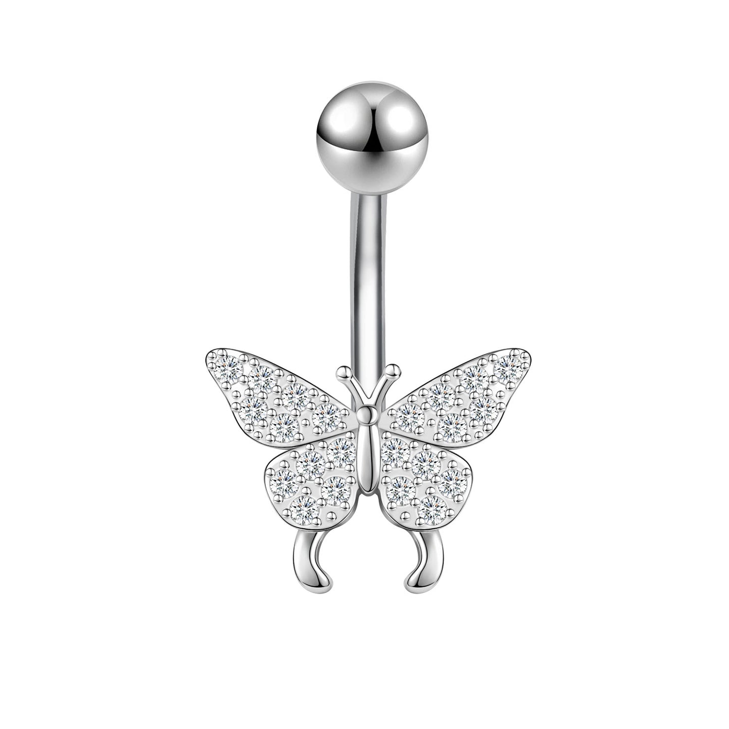 14G Butterfly Belly Navel Rings Bling Zircon Belly Button Rings