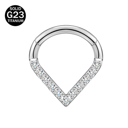 16g G23 TItanium Nose Ring Clear Zircon Septum Ring Piercing Jewelry