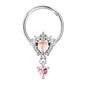 16g Heart Dangle Nose Ring Pink Zircon Septum Ring Piercing Jewelry