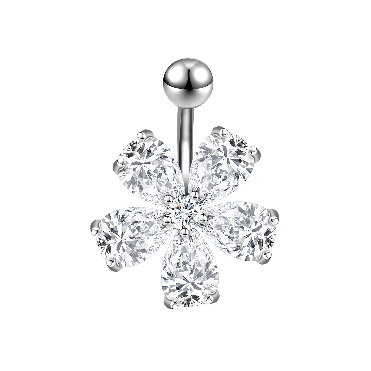 14G Flower Belly Navel Rings Sparkling Zirconia Belly Button Rings