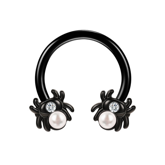 16g Spider Nose Ring Pearl Septum Ring Piercing Halloween Jewelry