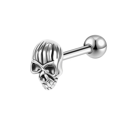 14g Skull Tongue Ring Threaded Tongue Piercing Barbell Jewelry