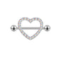 2Pcs 14G Heart Nipple Rings AB White Crystal Nipple Piercing Barbell Jewelry