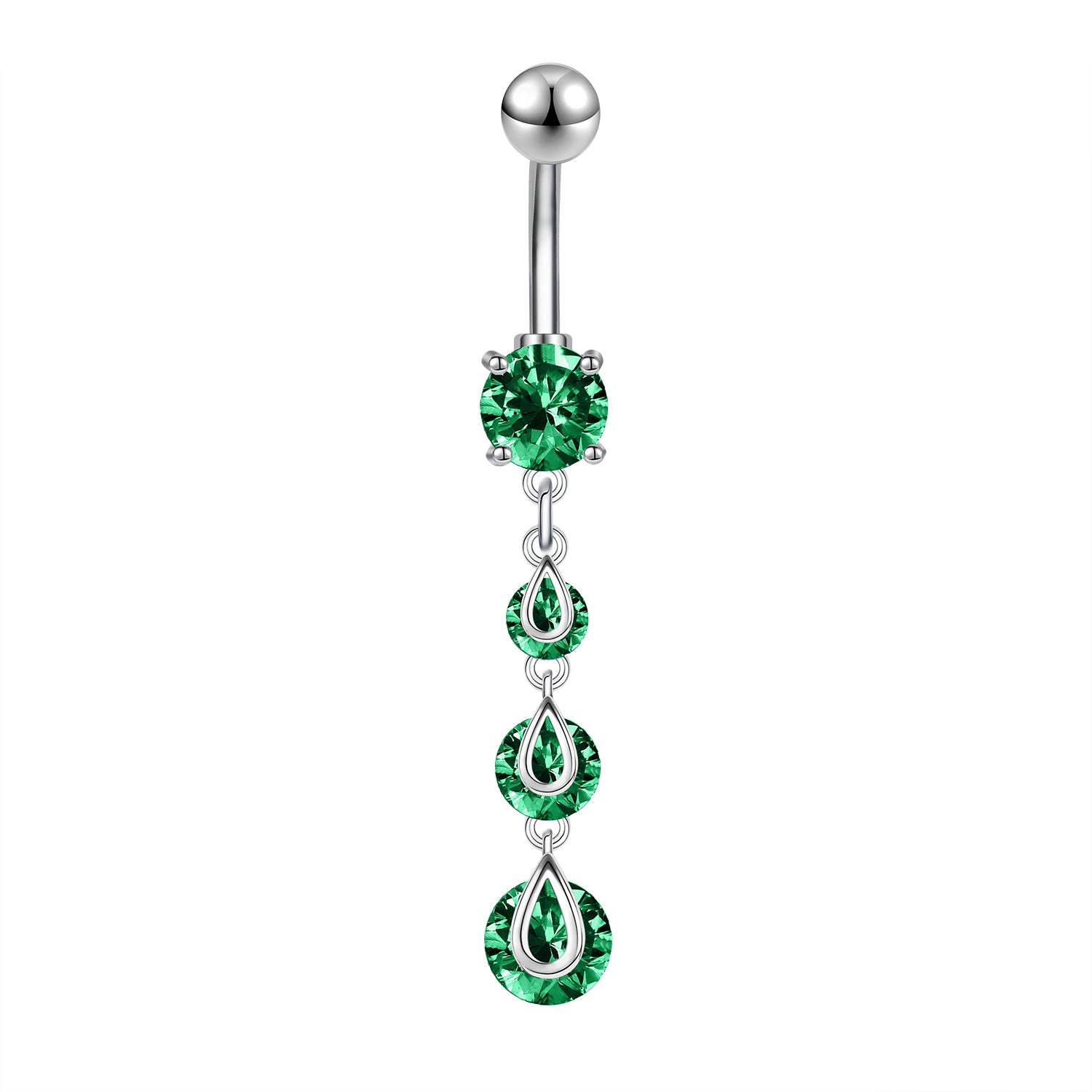 14G Stainless Steel Belly Navel Rings Green Zircon Belly Button Rings