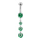 14G Stainless Steel Belly Navel Rings Green Zircon Belly Button Rings