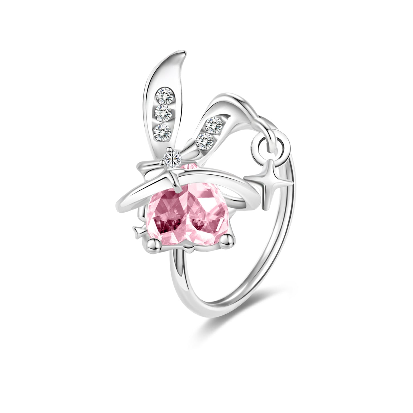 20g Rabbit Nose Ring Pink Zircon Nostril Piercing Jewelry