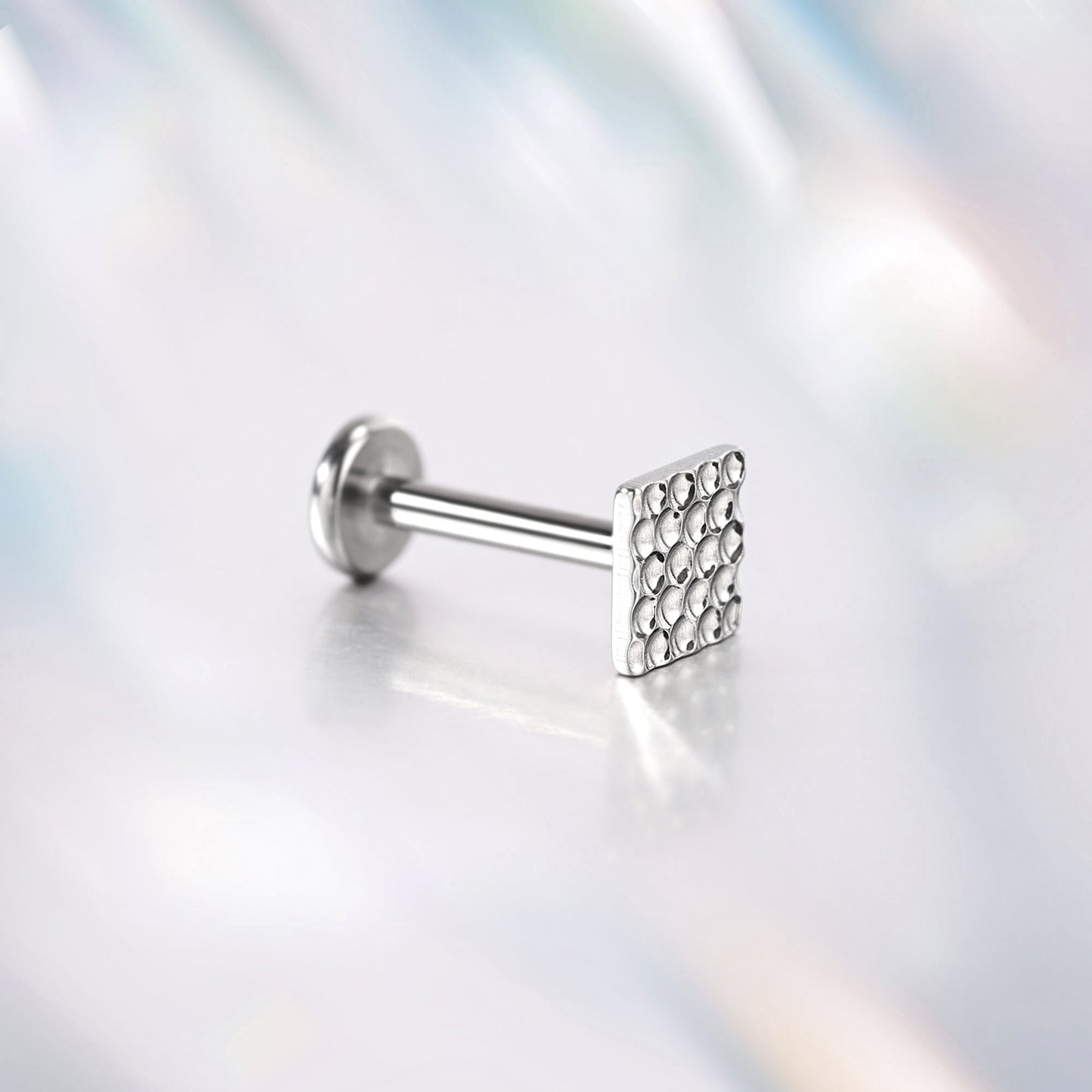 16g G23 Titanium Labret Ring Square Stud Earring Threaded Conch Helix Lip Piercing