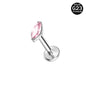 16g G23 Titanium Labret Ring Pink Zircon Stud Earring Threaded Conch Helix Lip Piercing