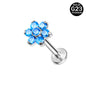 16g G23 Titanium Labret Ring Blue Zircon Stud Earring Threaded Conch Helix Lip Piercing