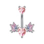 14G Butterfly Belly Navel Rings Pink Heart Zirconia Belly Button Rings