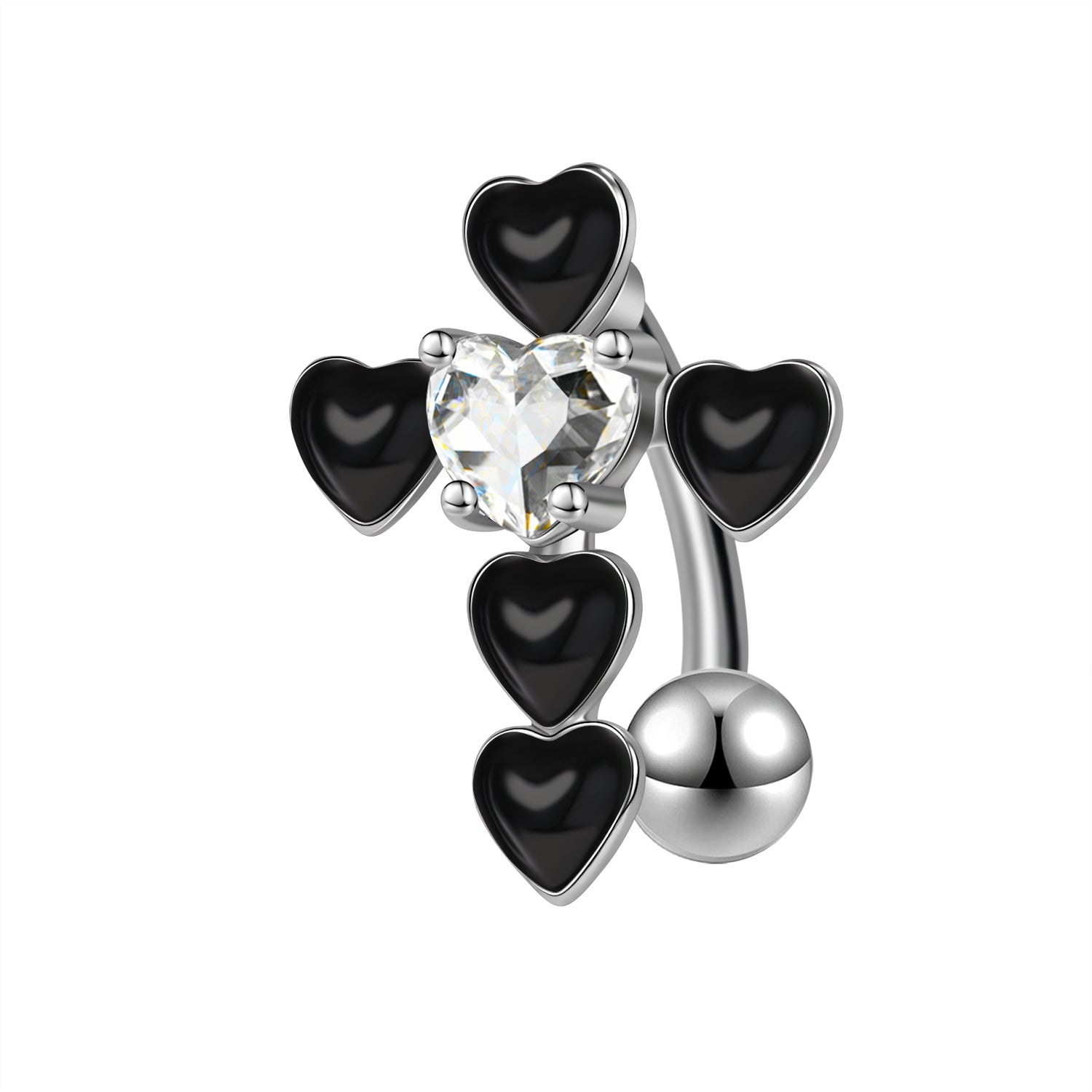 14G Heart Belly Navel Rings Clear Zircon Belly Button Rings