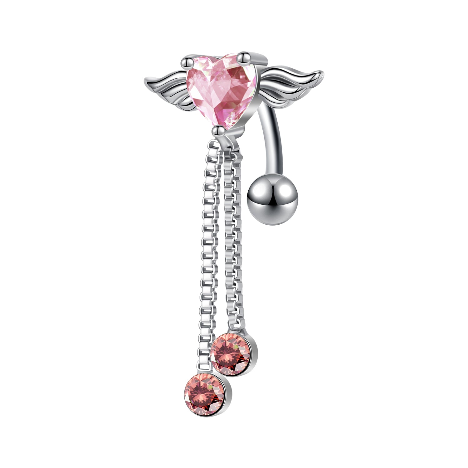 14G Angel Wings Belly Navel Rings CZ Crystal Belly Button Rings