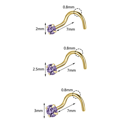 6-Pcs/Set-20G-Violet-Blue-Zircon-Nose-Studs-Piercing-Crokscrew-Nose-Rings-Gold-Plated-Nostril-Piercing