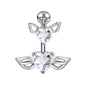 14G Double Wing Belly Navel Rings Heart Zirconia Belly Button Rings