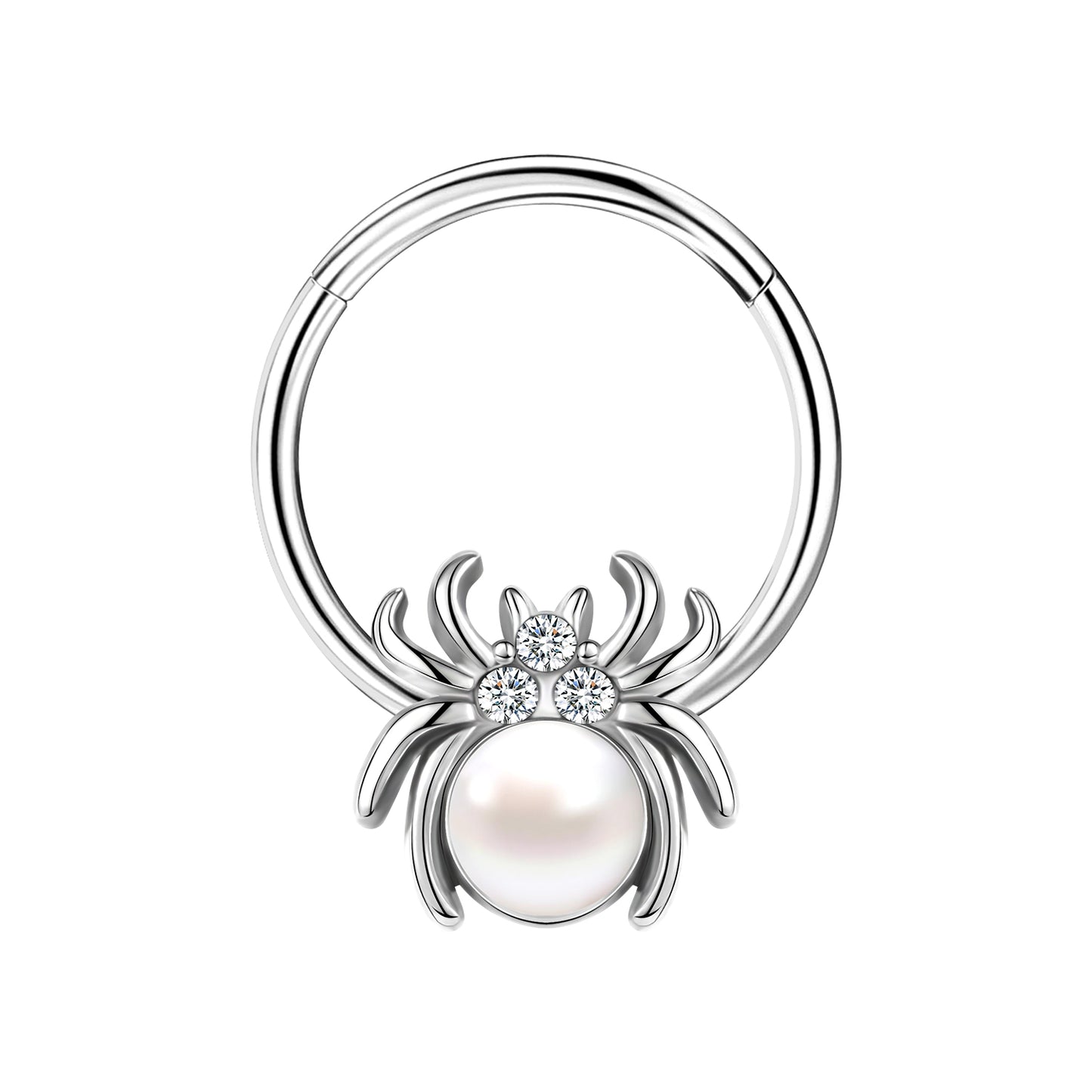 16g Spider Nose Ring White Pearl Septum Ring Piercing Jewelry