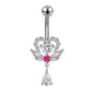 14G Angel Wings Belly Navel Rings Zirconia Drop Dangling Belly Button Rings