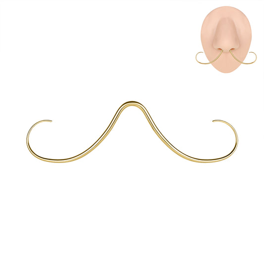 14G/16G Gold Plated Mustache Septum Ring Nose Piercing Jewelry