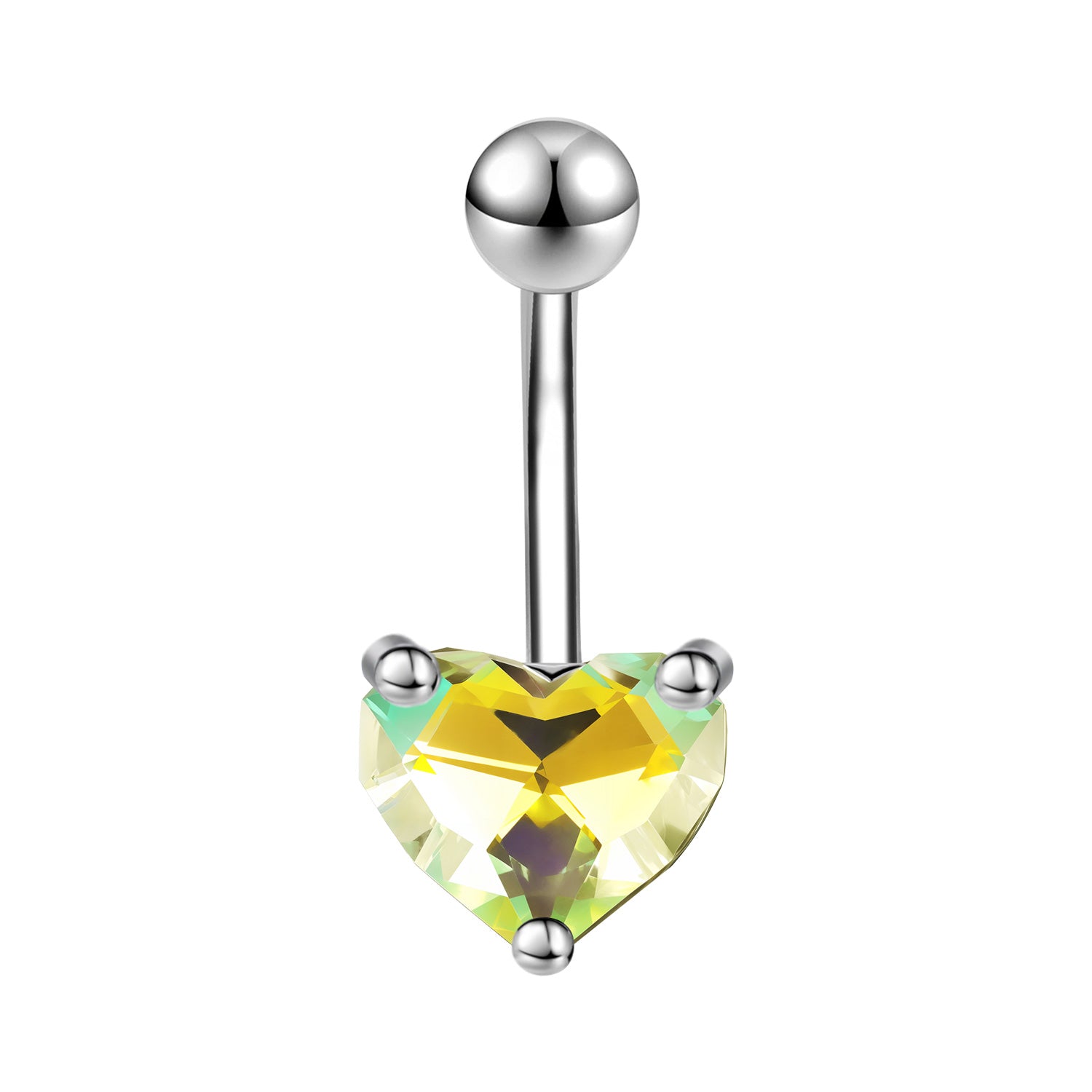 14G Heart Belly Navel Rings Yellow Zircon Belly Button Rings
