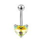 14G Heart Belly Navel Rings Yellow Zircon Belly Button Rings