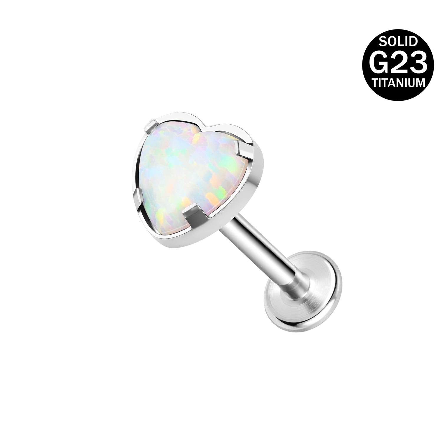 16g G23 Titanium Labret Ring Blue White Opal Stud Earring Conch Helix Lip Piercing