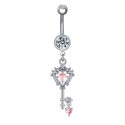 14G Key Dangle Belly Navel Rings Bling Crystal Belly Button Rings