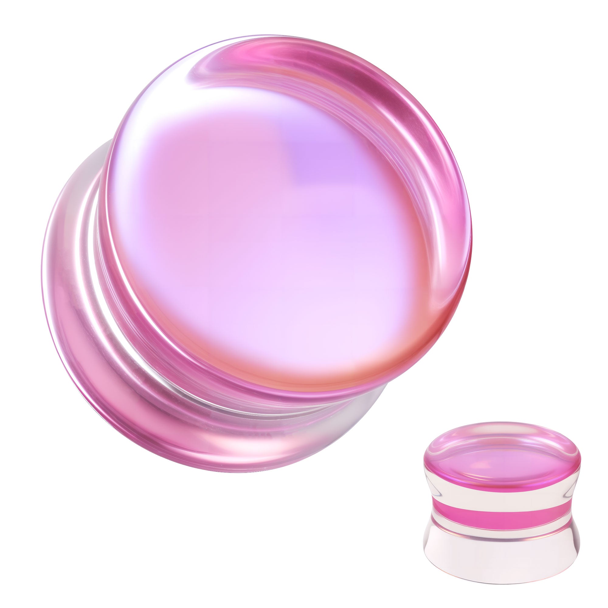 1 Pair 6-14mm Ear Plug Tunnel Pink Glass Ear Expanders Double Flare Ear Gauges