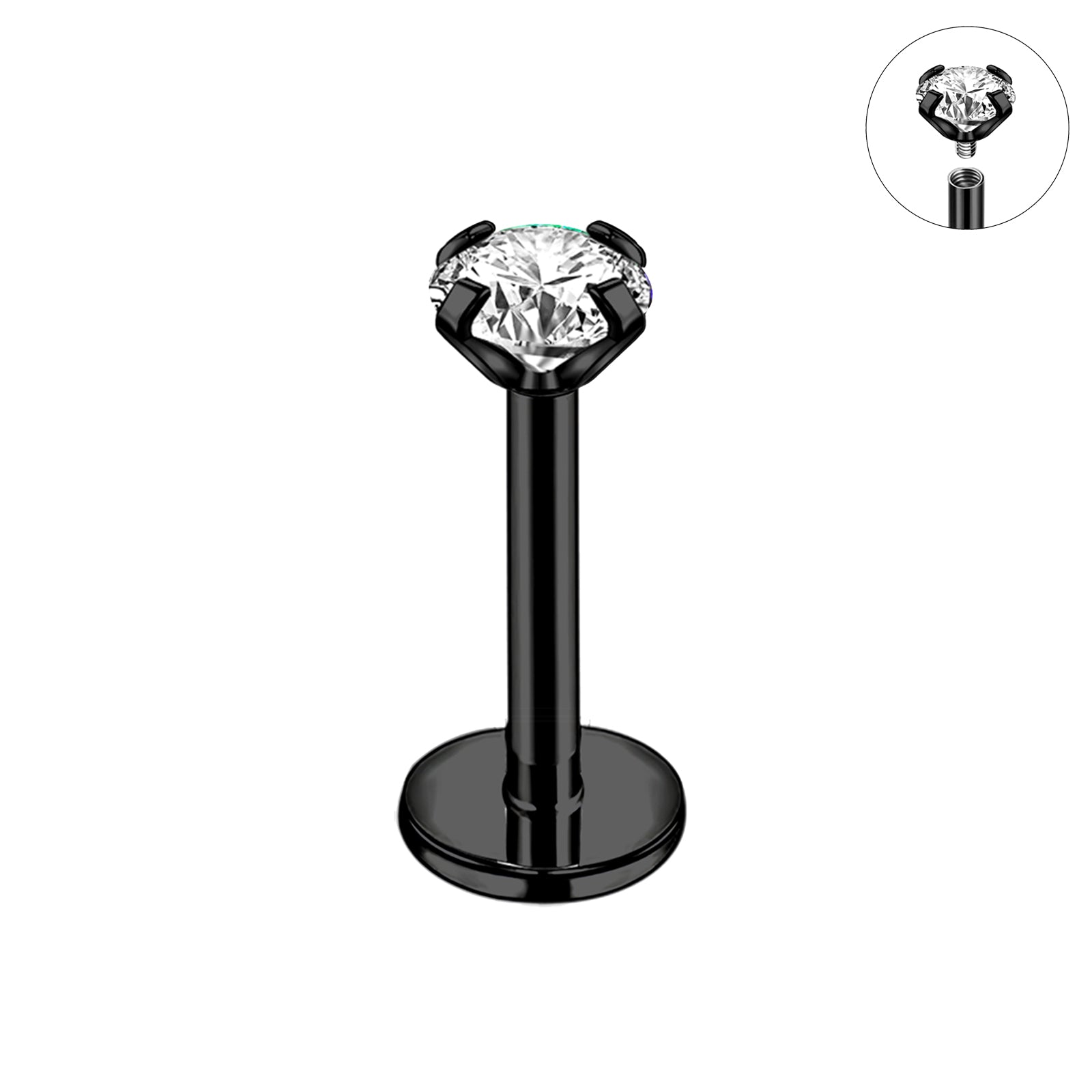 16g/18g Shiny Zircon Labret Ring Internal Thread Labret Studs Monroe Medusa Piercing