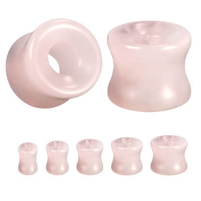 1 Pair 5-12mm Ear Plug Tunnel Pink Opalite Ear Expanders Double Flare Ear Gauges