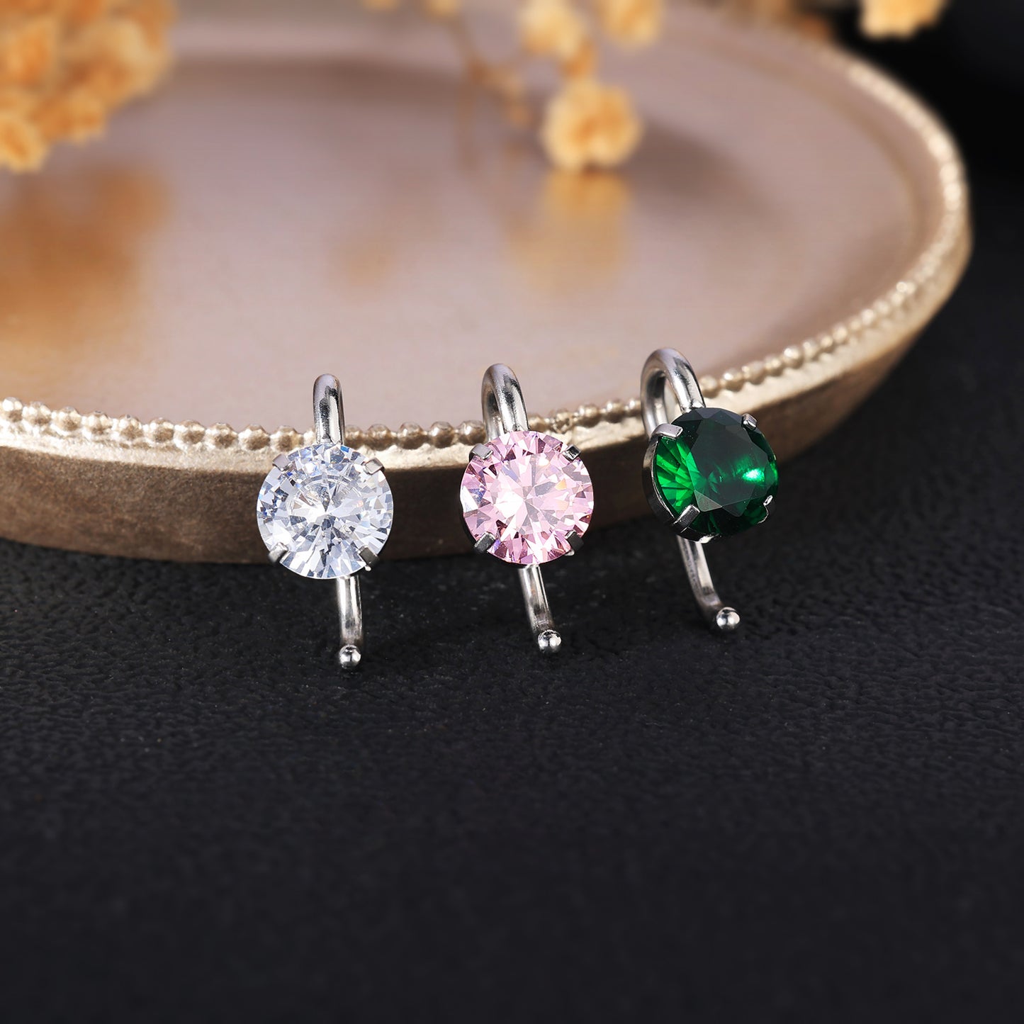 14G Hook Belly Navel Rings Cubic Zirconia Belly Button Rings