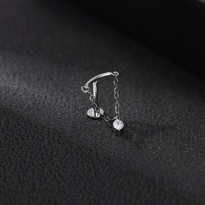 16g G23 Titanium Labret Ring Zircon Dangle Stud Earring Threaded Conch Helix Lip Piercing