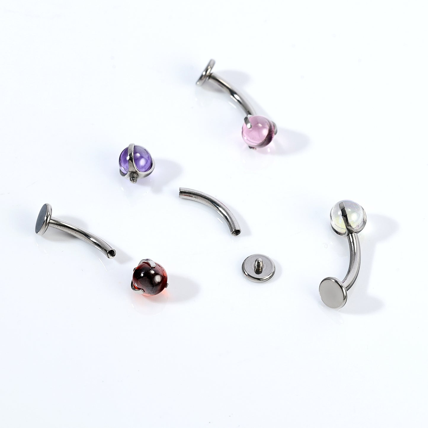 14G G23 Titanium Belly Navel Rings AB White Ball Belly Button Rings