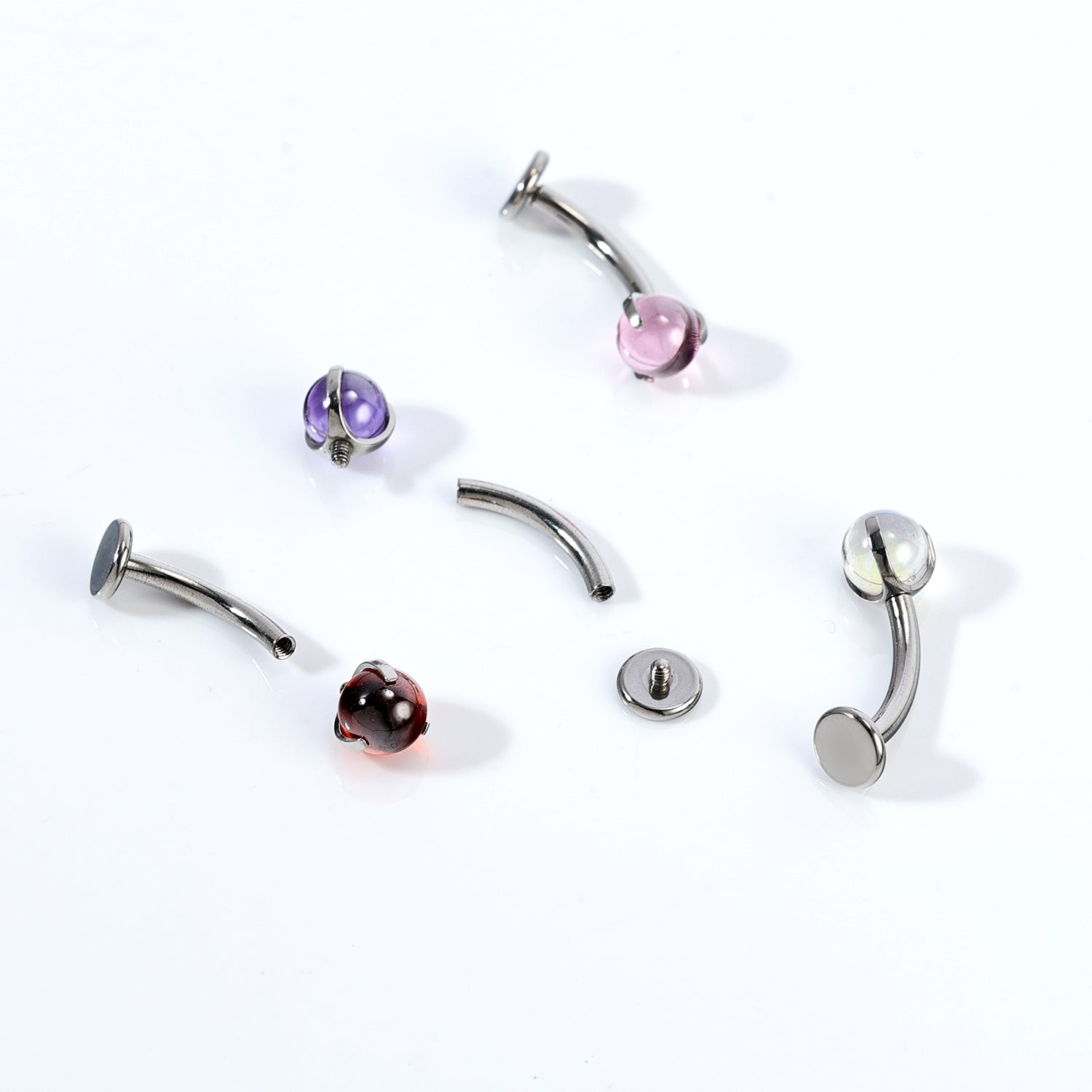 14G G23 Titanium Belly Navel Rings AB White Ball Belly Button Rings