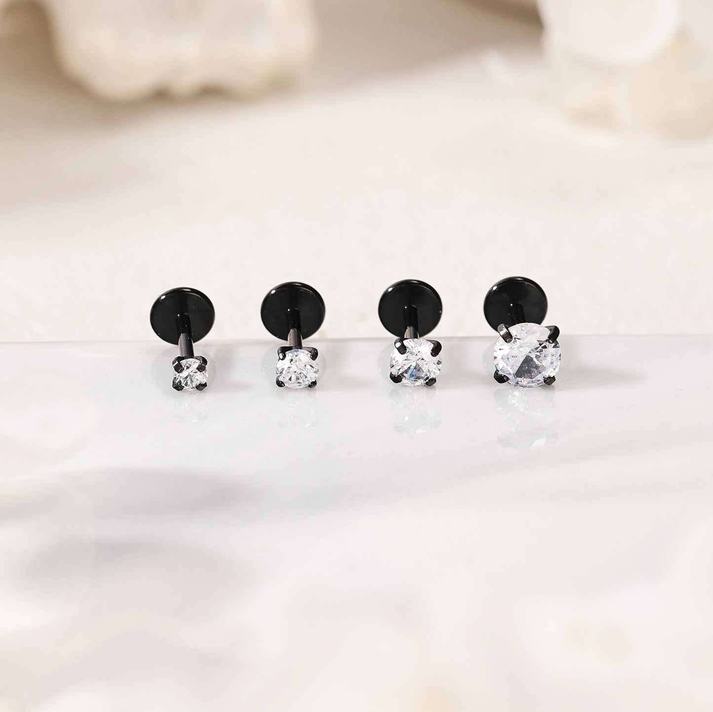 20g Black Hexagon Nose Rings Piercing Nose Bone L Shape Curve Nose Studs