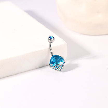 14G Aqua Blue Crystal Belly Navel Rings