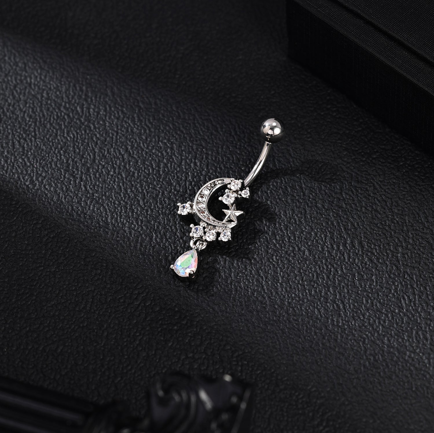 14G Moon Star Belly Navel Rings Zircon Dangle Belly Button Rings