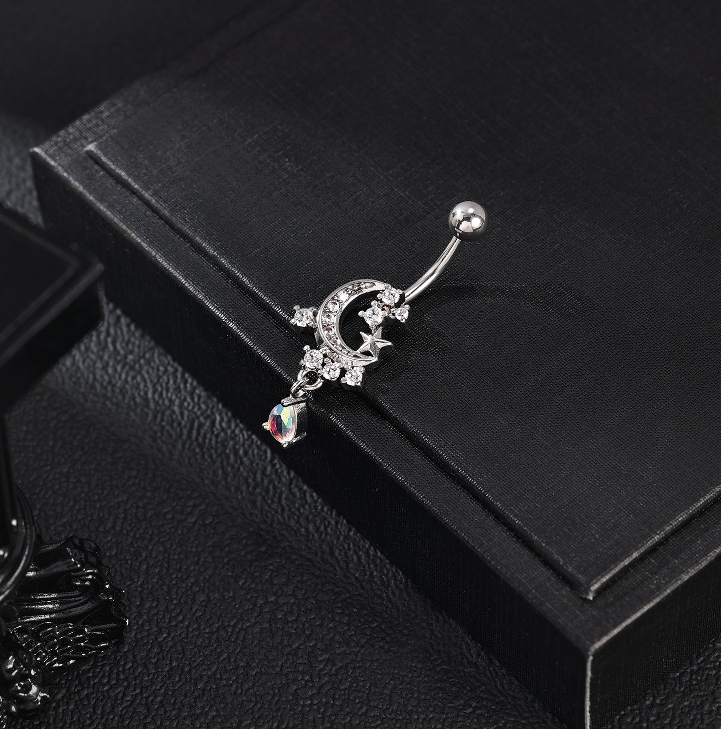 14G Moon Star Belly Navel Rings Zircon Dangle Belly Button Rings