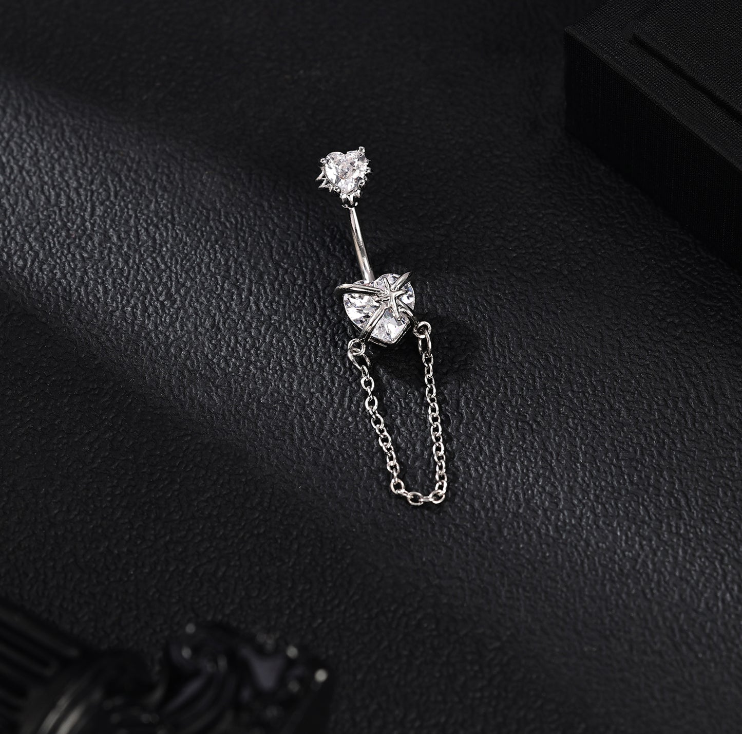 14G Heart Zircon Belly Navel Rings Stainless Steel Belly Button Rings