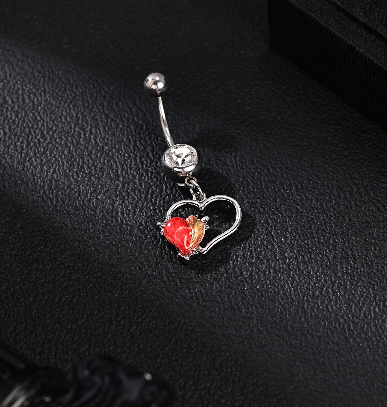 14G Heart Dangle Belly Navel Rings Bling Zircon Belly Button Rings