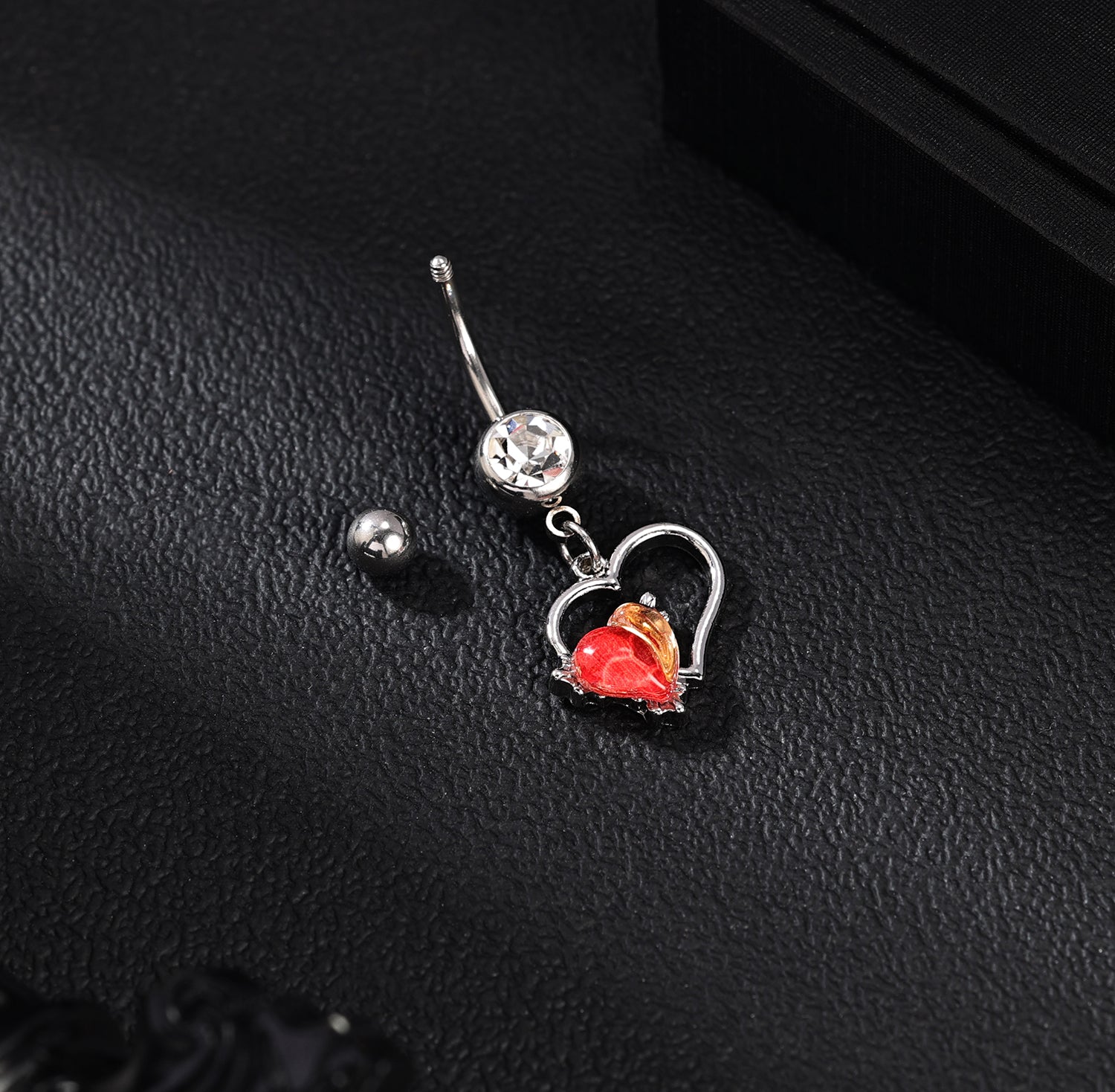 14G Heart Dangle Belly Navel Rings Bling Zircon Belly Button Rings