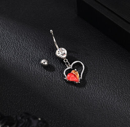 14G Heart Dangle Belly Navel Rings Bling Zircon Belly Button Rings