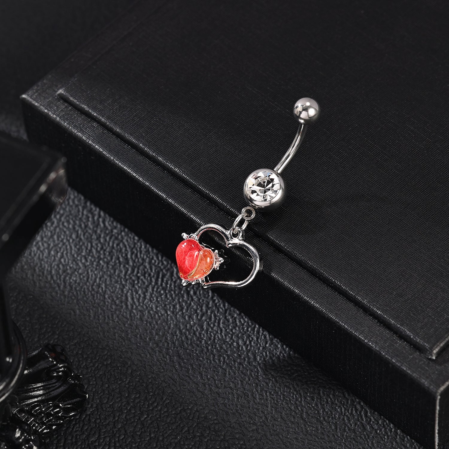 14G Heart Dangle Belly Navel Rings Bling Zircon Belly Button Rings