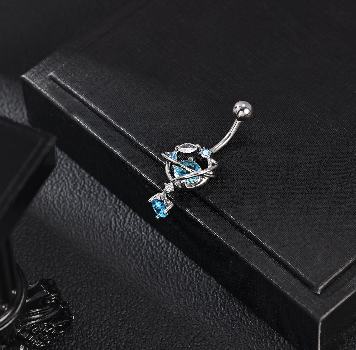 14G Heart Dangle Belly Navel Rings Blue Zircon Belly Button Rings